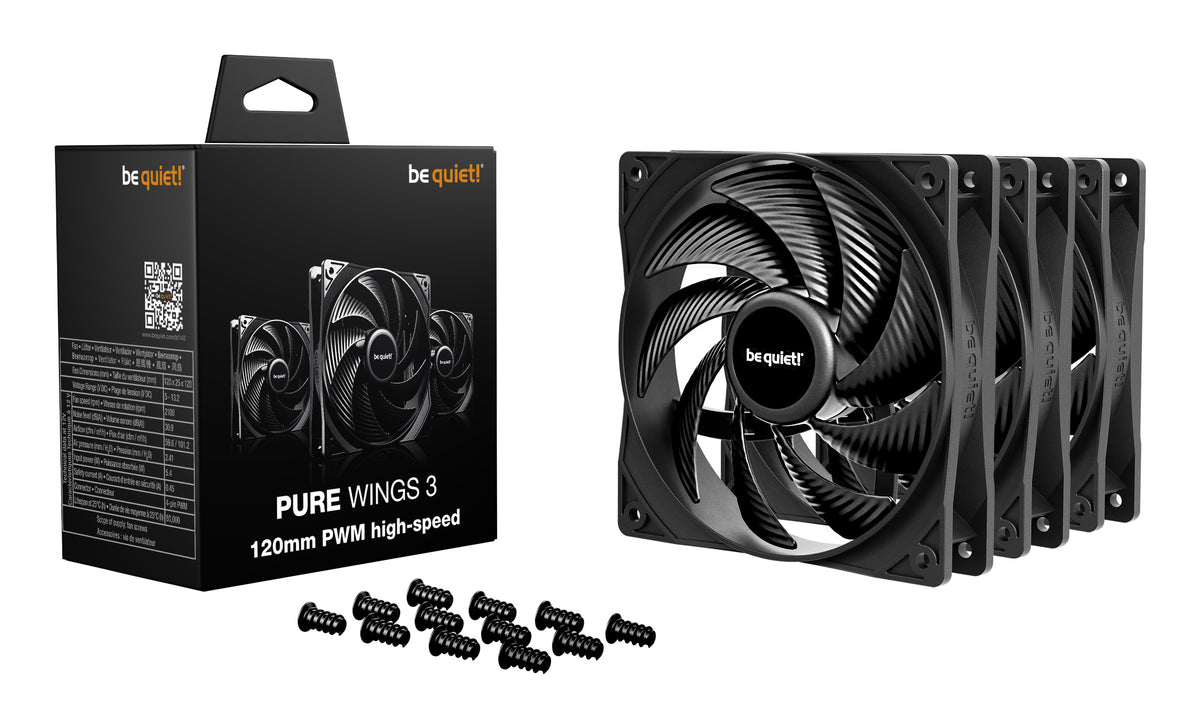 be quiet! Pure Wings 3 120mm | PWM high-speed Triple Pack Carcasa del ordenador Ventilador 12 cm Negro 3 pieza(s) (3)