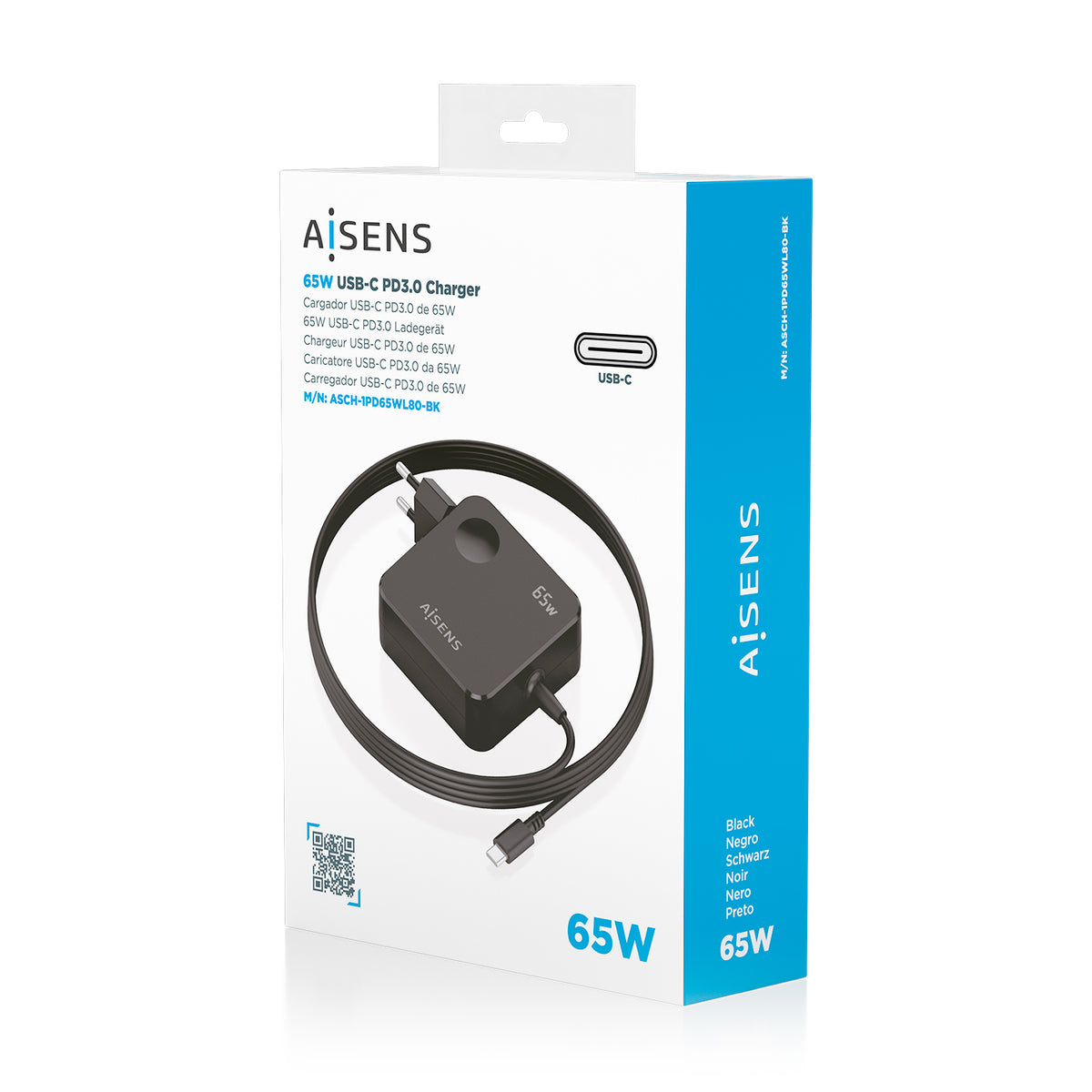 AISENS ASCH-1PD65WL80-BK cargador de dispositivo móvil Smartphone, Teléfono móvil, Tableta, Consola de juegos portátil, Universal, Portátil Corriente alterna Carga rápida Interior (8)
