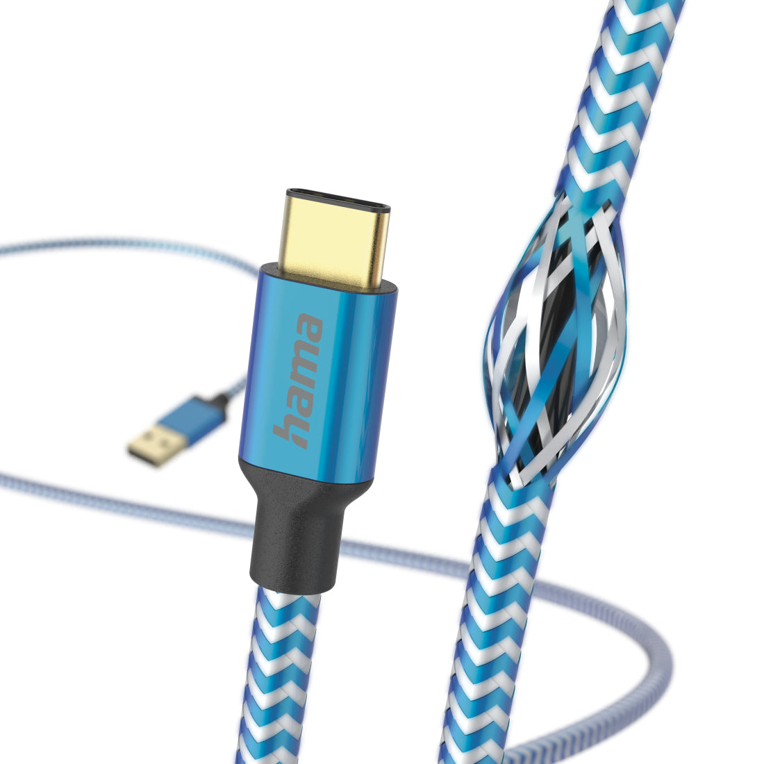 Hama Reflective cable USB USB 2.0 1,5 m USB A USB C 0,48 Gbit/s Azul (4)