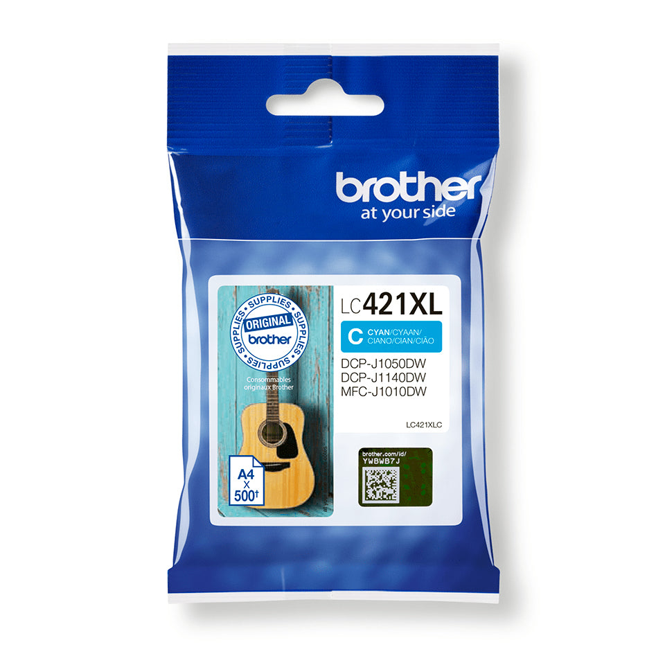 Brother LC-421XLC cartucho de tinta 1 pieza(s) Original Alto rendimiento (XL) Cian (2)