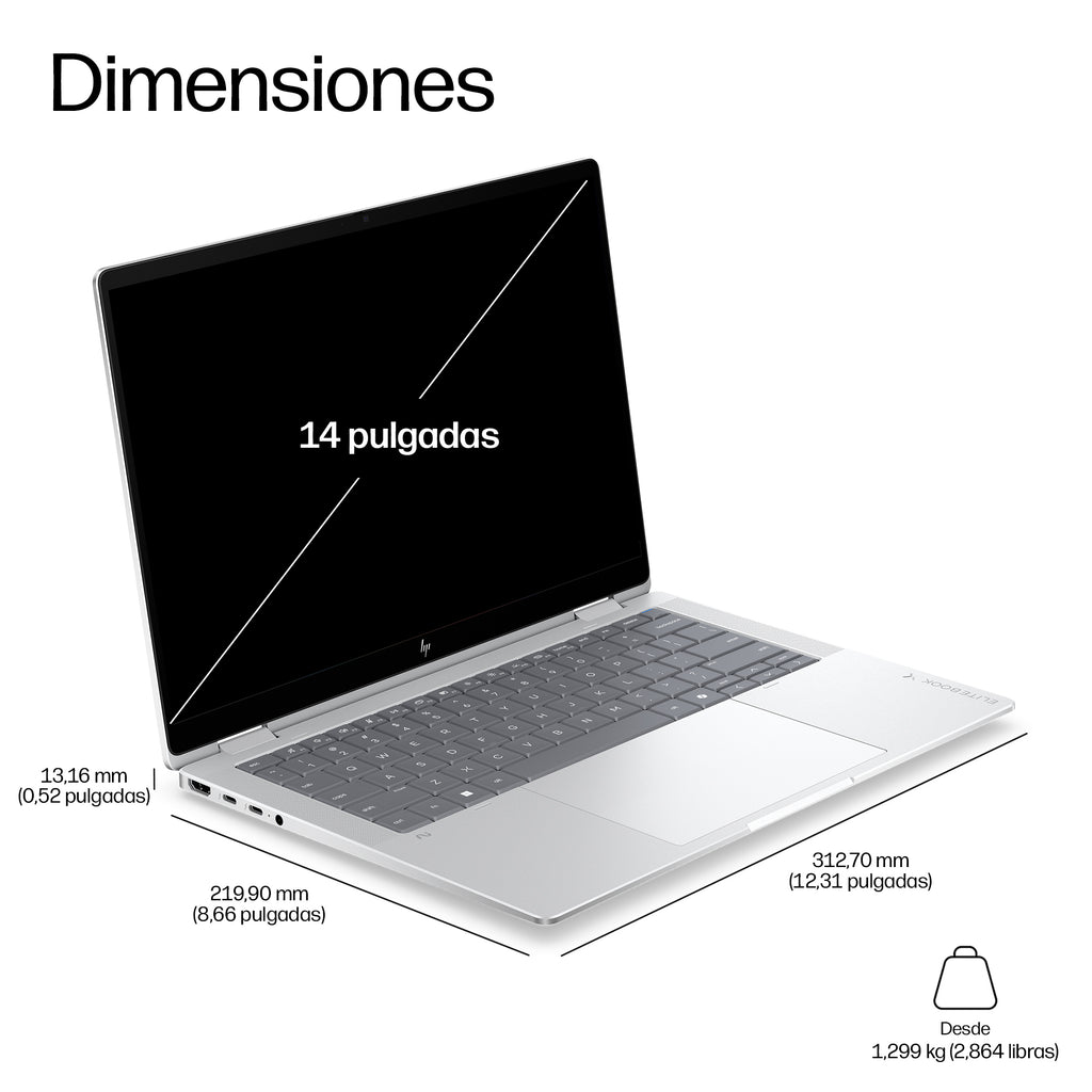 HP EliteBook X Flip G2i 14 inch Notebook Next Gen AI PC Wolf Pro Security Edition Copilot+ PC Intel Core Ultra 7 356H Híbrido (2-en-1) 35,6 cm (14") Pantalla táctil WUXGA 32 GB LPDDR5x-SDRAM 1 TB SSD Wi-Fi 7 (802.11be) Windows 11 Pro Plata (6)