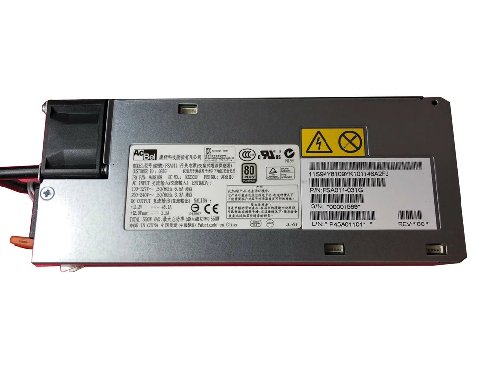 IBM X3550/X3650 M4 550W 80+ Plat 94Y8109-RFB – Reacondicionado