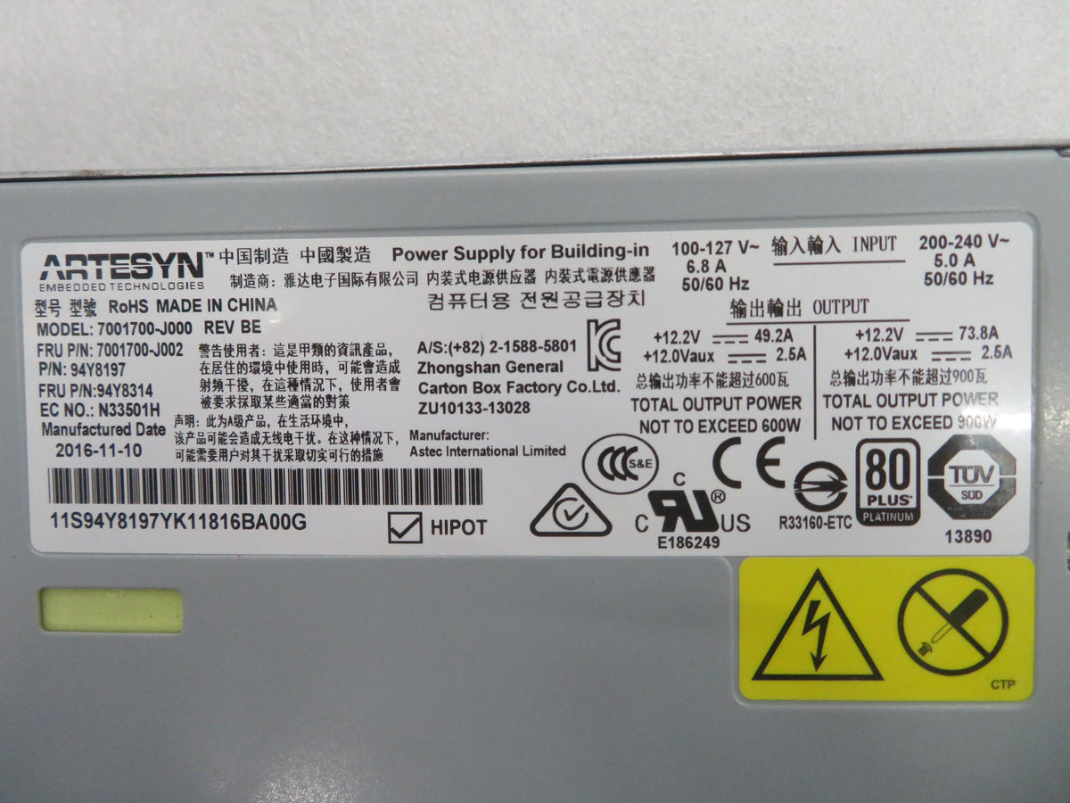 IBM fuente de alimentación 900W NeXtScale 94Y8314-RFB – Reacondicionado