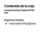 HP 912 Cyan Original Ink Cartridge cartucho de tinta 1 pieza(s) Rendimiento estándar (4)