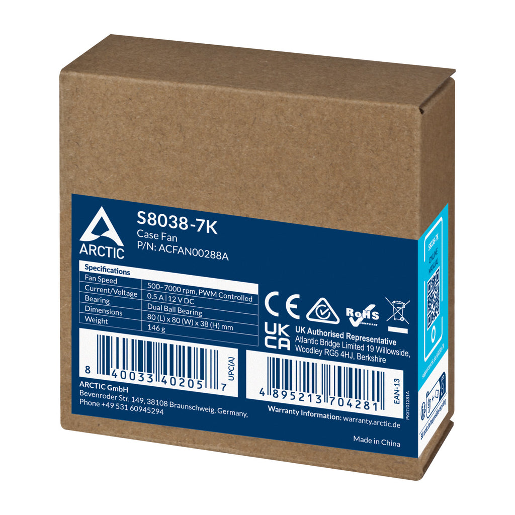 ARCTIC S8038-7K Procesador Ventilador 8 cm Negro 1 pieza(s) (6)