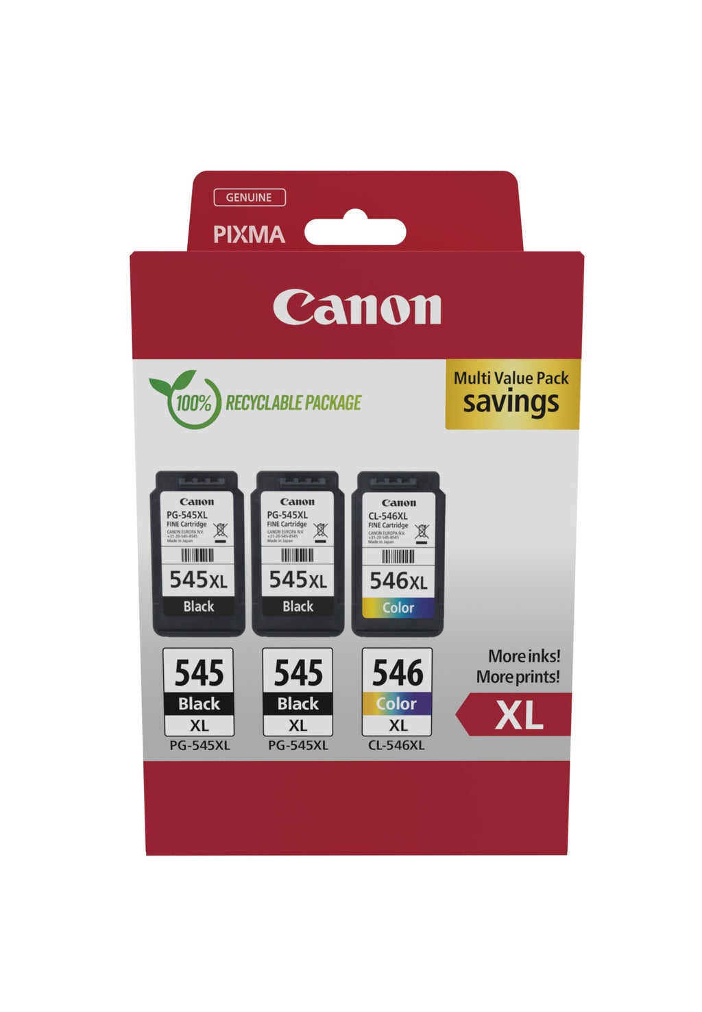 Canon 8286B013 cartucho de tinta 3 pieza(s) Original Alto rendimiento (XL) Negro, Cian, Magenta, Amarillo