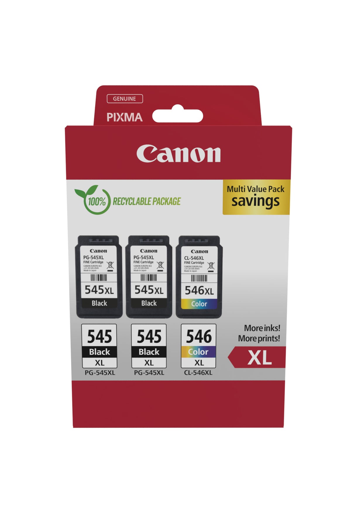 Canon 8286B013 cartucho de tinta 3 pieza(s) Original Alto rendimiento (XL) Negro, Cian, Magenta, Amarillo