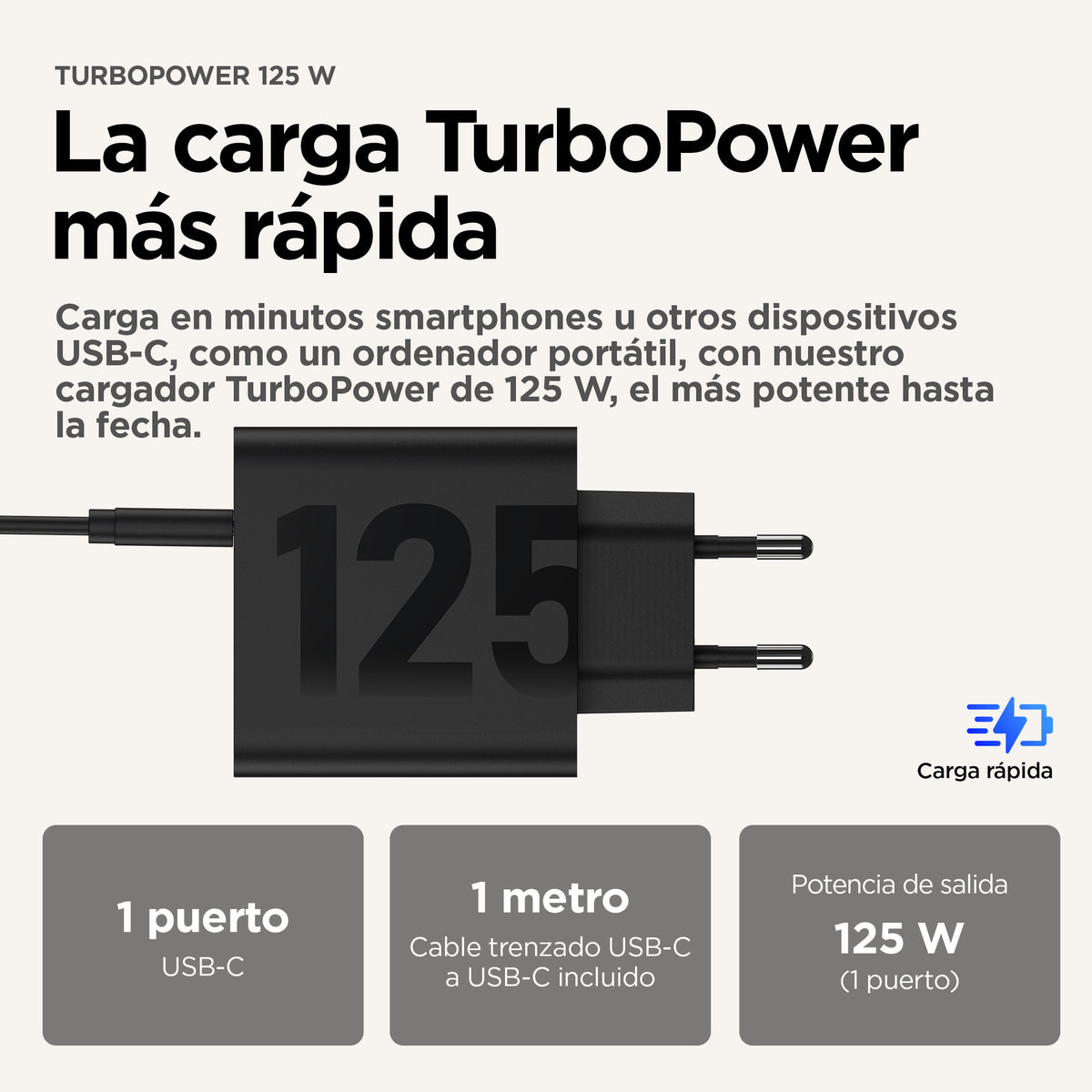 Motorola TurboPower 125W Universal Negro Corriente alterna Carga rápida Interior (4)