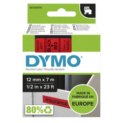 DYMO D1 Standard - Black on Red - 12mm cinta para impresora de etiquetas Negro sobre rojo