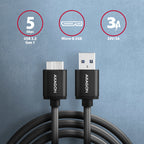 Axagon BUMM3-AM10AB cable USB USB 3.2 Gen 1 (3.1 Gen 1) 1 m Micro-USB B USB A 5 Gbit/s Negro (2)