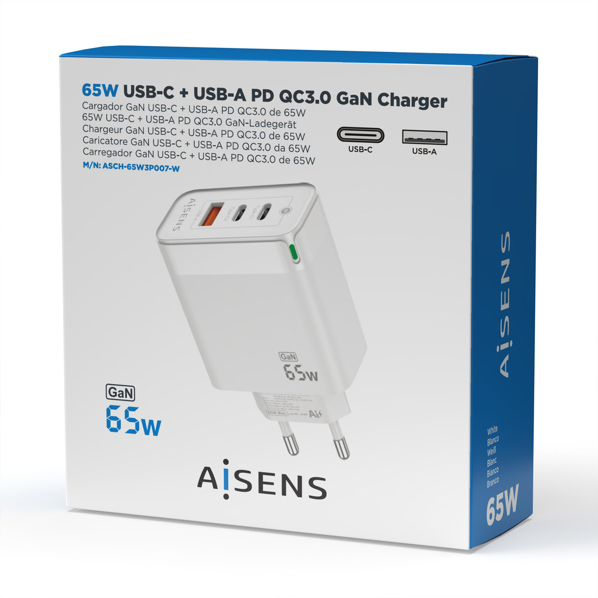 AISENS ASCH-65W3P007-W cargador de dispositivo móvil Universal Corriente alterna Carga rápida Interior (5)