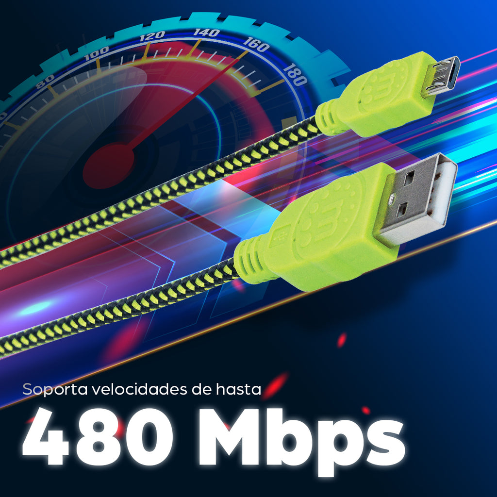 Manhattan 394062 cable USB USB 2.0 1 m USB A Micro-USB B 0,48 Gbit/s Negro, Verde (3)