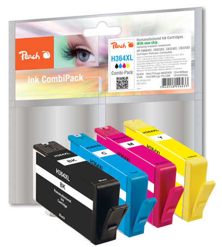 Cartouche d'encre Peach PI300-370 4 pièces Haute performance Noir Cyan