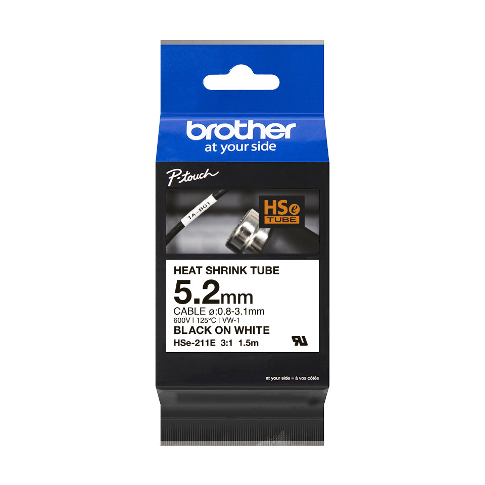 Brother HSE-211E cinta para impresora de etiquetas Negro sobre blanco (2)