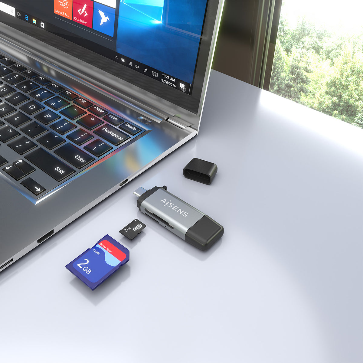 AISENS ASCR-2AC11-GR lector de tarjeta USB 3.2 Gen 1 (3.1 Gen 1) Type-A/Type-C (6)