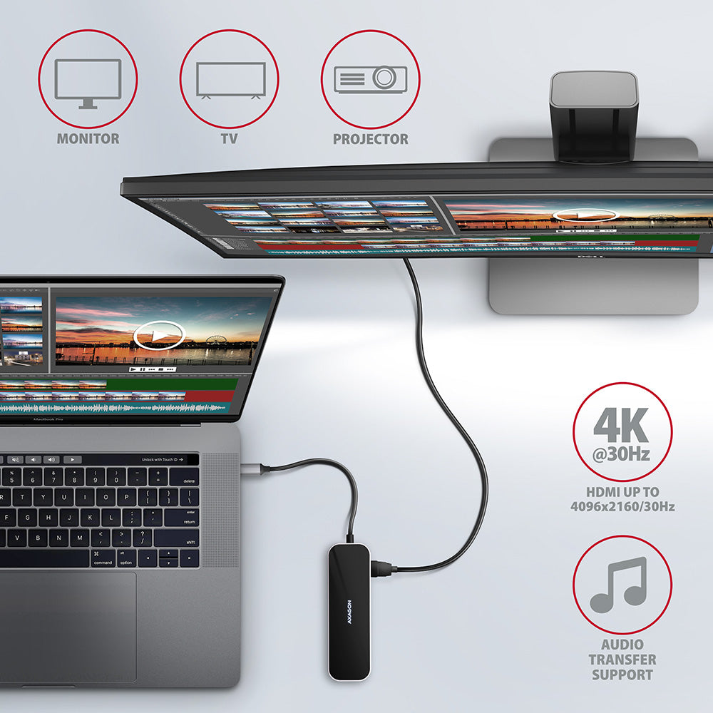 Axagon HMC-6GL base para portátil y replicador de puertos Alámbrico USB 3.2 Gen 1 (3.1 Gen 1) Type-C Negro, Gris (6)