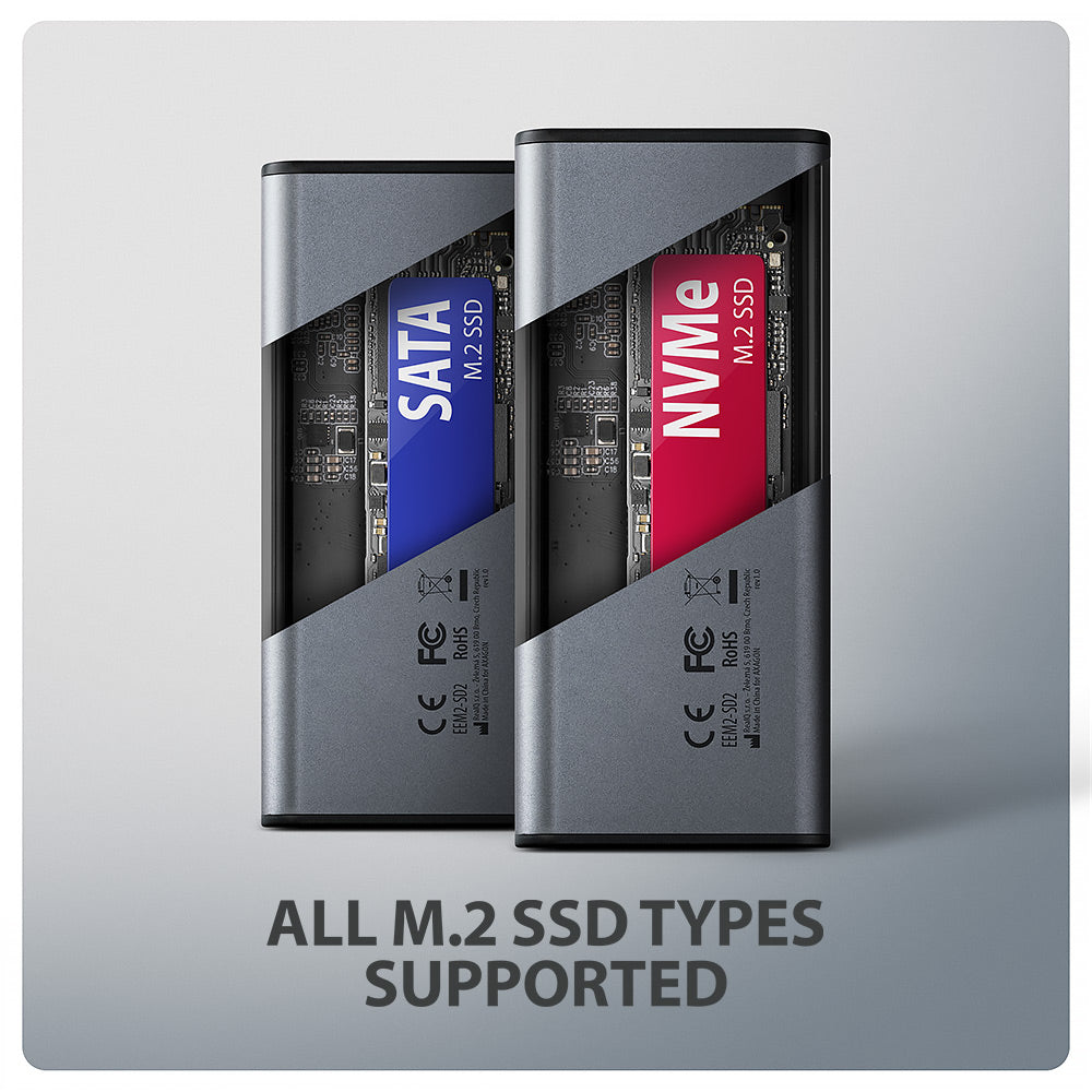 Axagon EEM2-SD2 caja para disco duro externo Caja externa para unidad de estado sólido (SSD) Gris M.2 (5)