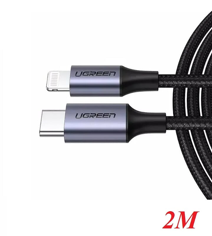 Ugreen 60761 cable teléfono móvil Negro 2m USB C Lightning