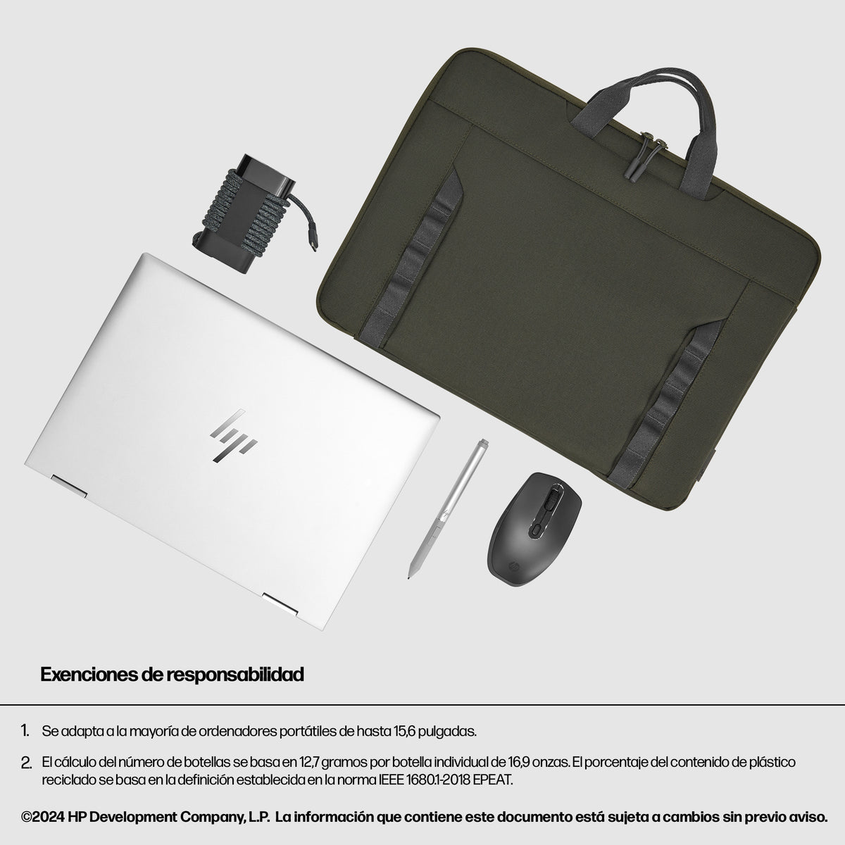 HP 15.6 Modular Laptop Sleeve 39,6 cm (15.6") Verde, Gris (7)