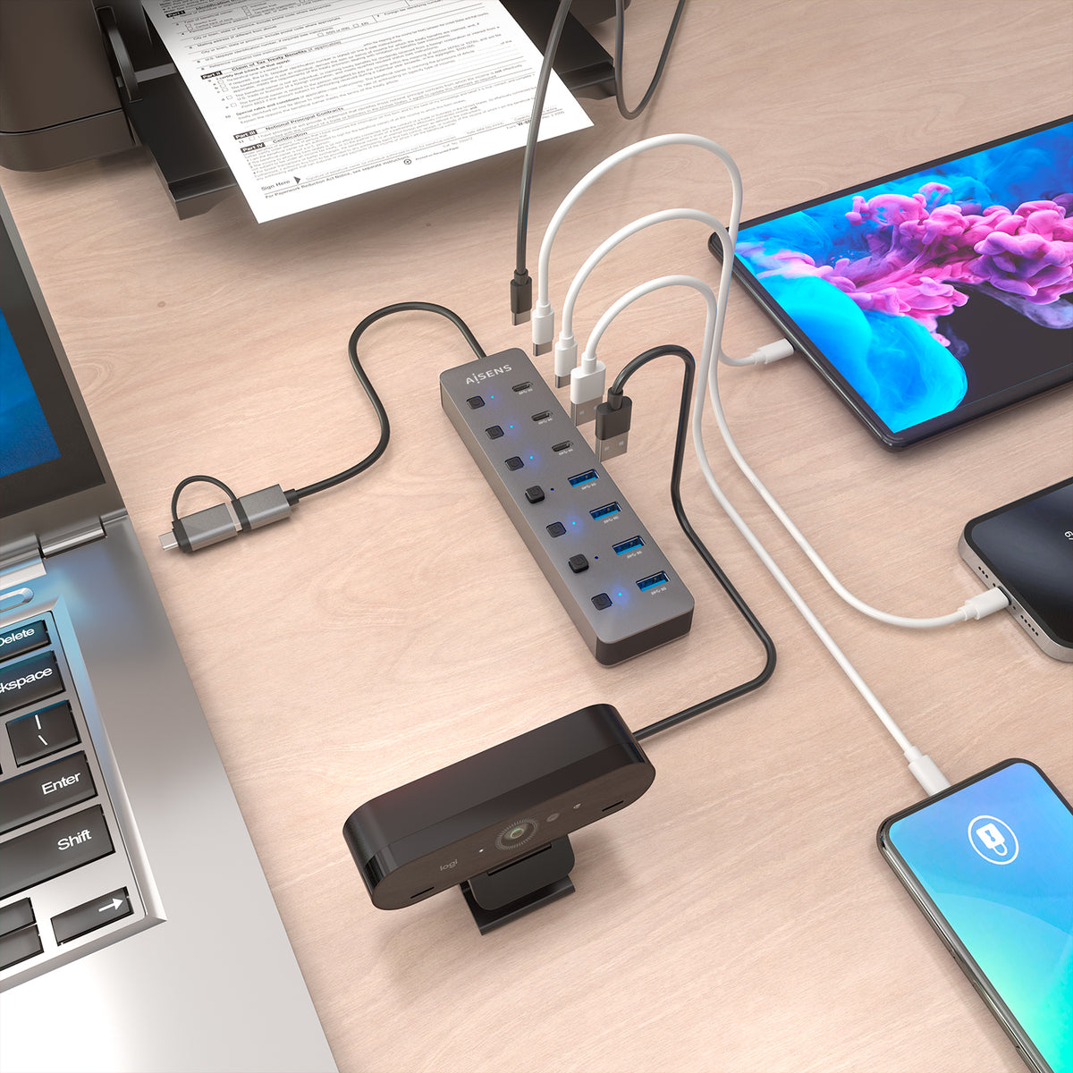 AISENS ASUC-8P043-GR hub de interfaz USB 3.2 Gen 1 (3.1 Gen 1) Type-A 5000 Mbit/s (7)
