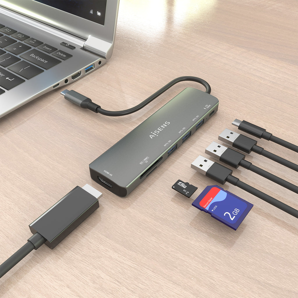 AISENS ASUC-7P025-GR base para portátil y replicador de puertos Alámbrico USB 3.2 Gen 1 (3.1 Gen 1) Type-C (6)