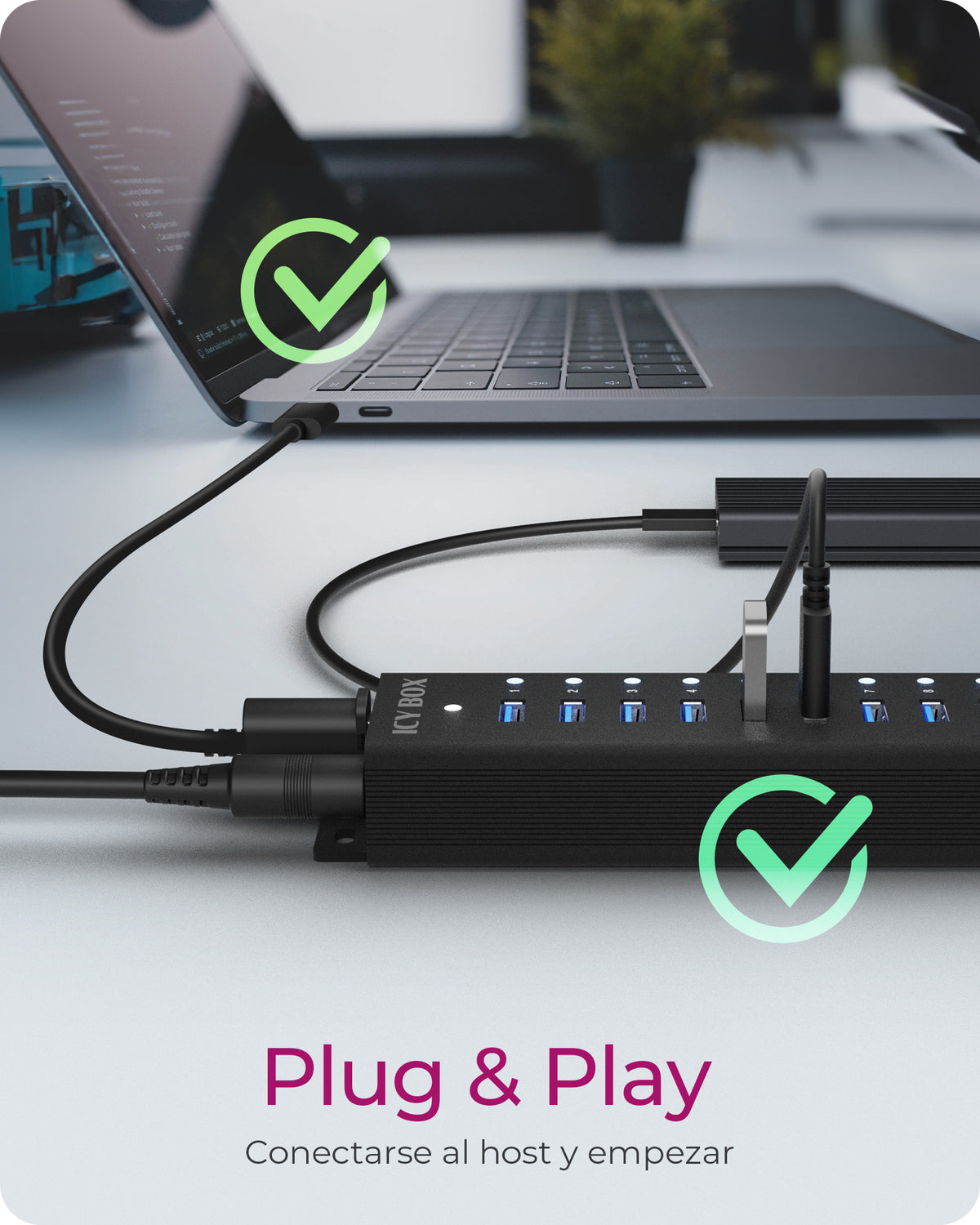 ICY BOX IB-HUB1717-U3 USB 3.2 Gen 1 (3.1 Gen 1) Type-A 5000 Mbit/s Negro (7)