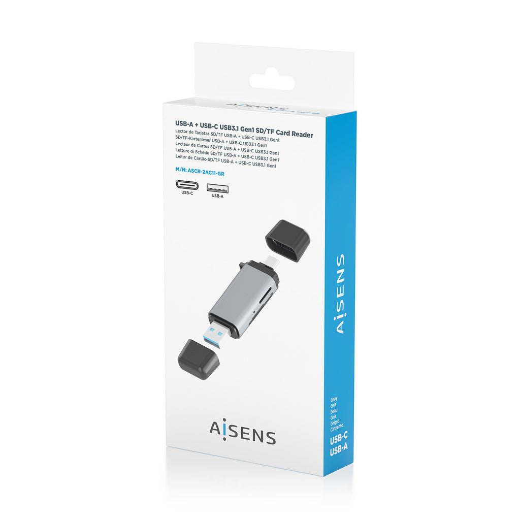 AISENS ASCR-2AC11-GR lector de tarjeta USB 3.2 Gen 1 (3.1 Gen 1) Type-A/Type-C (8)
