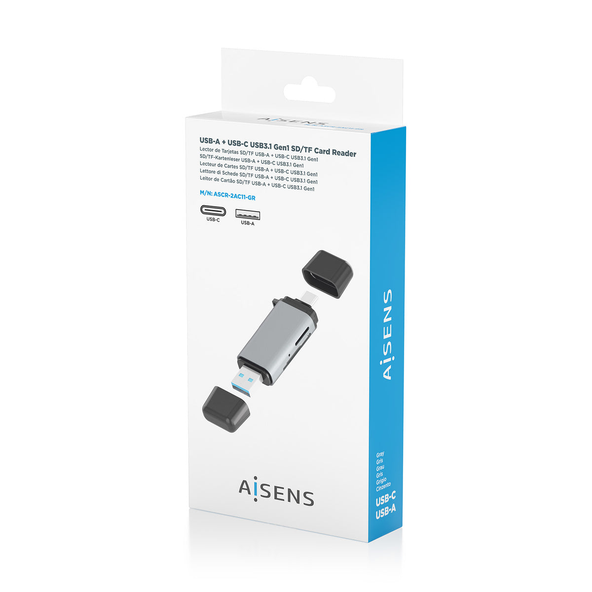 AISENS ASCR-2AC11-GR lector de tarjeta USB 3.2 Gen 1 (3.1 Gen 1) Type-A/Type-C (8)
