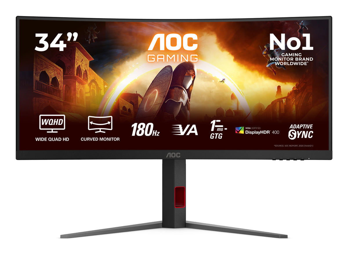 AOC G4 CU34G4CAP pantalla para PC 86,4 cm (34") 3440 x 1440 Pixeles UltraWide Quad HD LCD Negro, Rojo