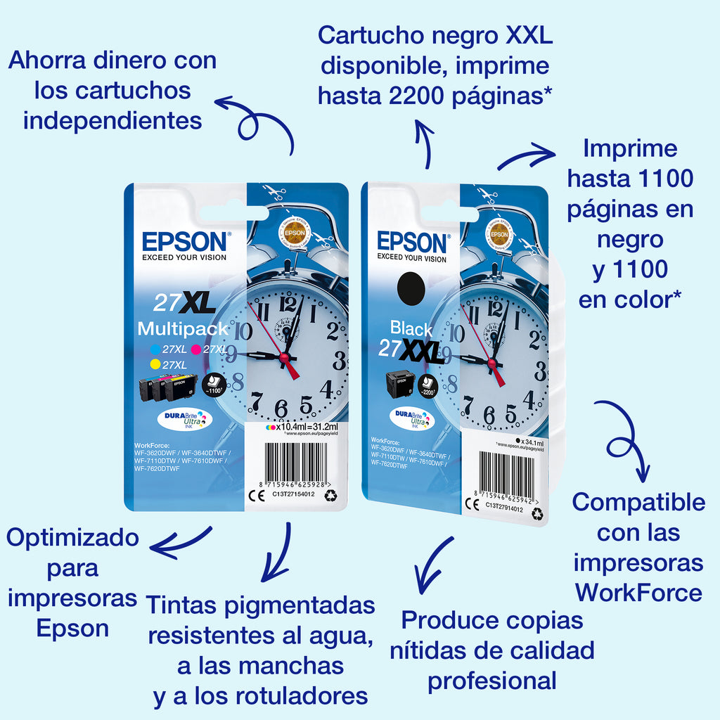 Epson Alarm clock C13T27114012 cartucho de tinta 1 pieza(s) Original High (L) Yield Negro (2)