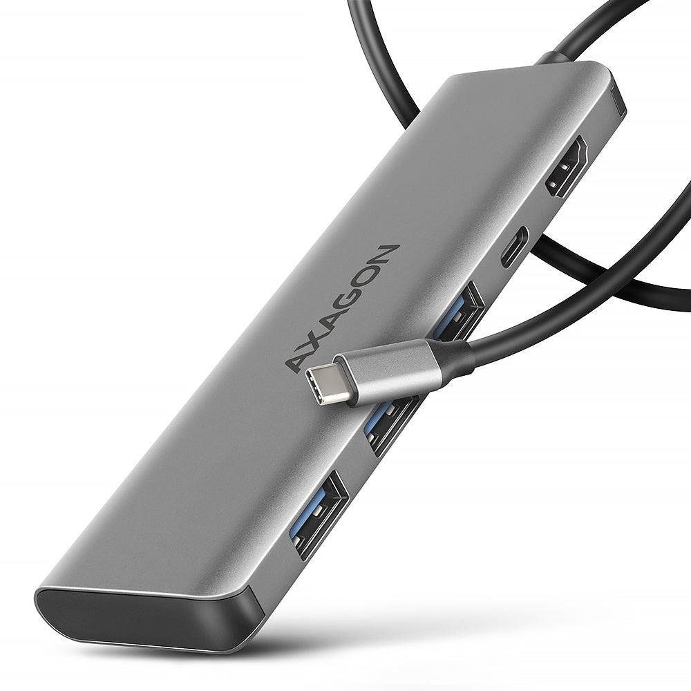 Axagon HMC-5H USB-C 3.2 Gen 1 hub 3x USB-A 4K HDMI PD 100W - Silber Alámbrico USB 3.2 Gen 1 (3.1 Gen 1) Type-C Plata