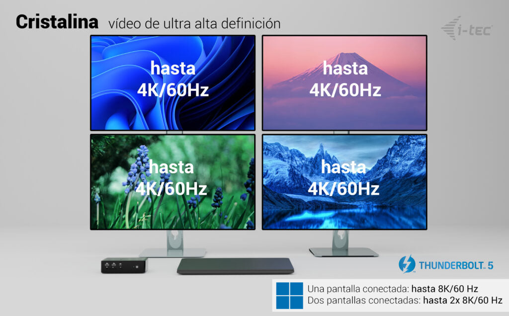 i-tec TB5QUATTRODOCKPD base para portátil y replicador de puertos Alámbrico Negro (7)