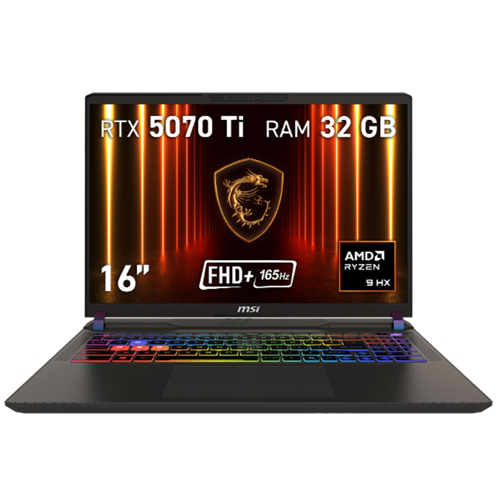 MSI Vector A16 HX A8WHG-062XES AMD Ryzen™ 9 8940HX Portátil 40,6 cm (16") Full HD+ 32 GB DDR5-SDRAM 1 TB SSD NVIDIA GeForce RTX 5070 Ti Wi-Fi 6E (802.11ax) FreeDOS Gris