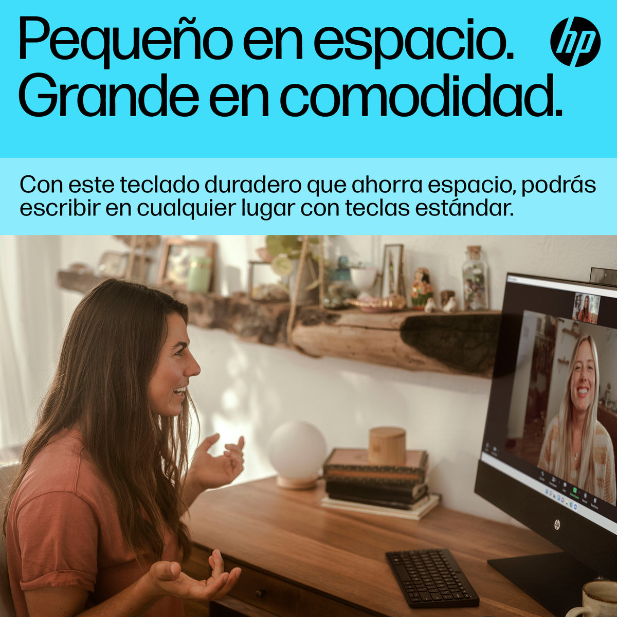 HP 350 BLK Compact Multi-Device Keyboard teclado Hogar Negro (9)