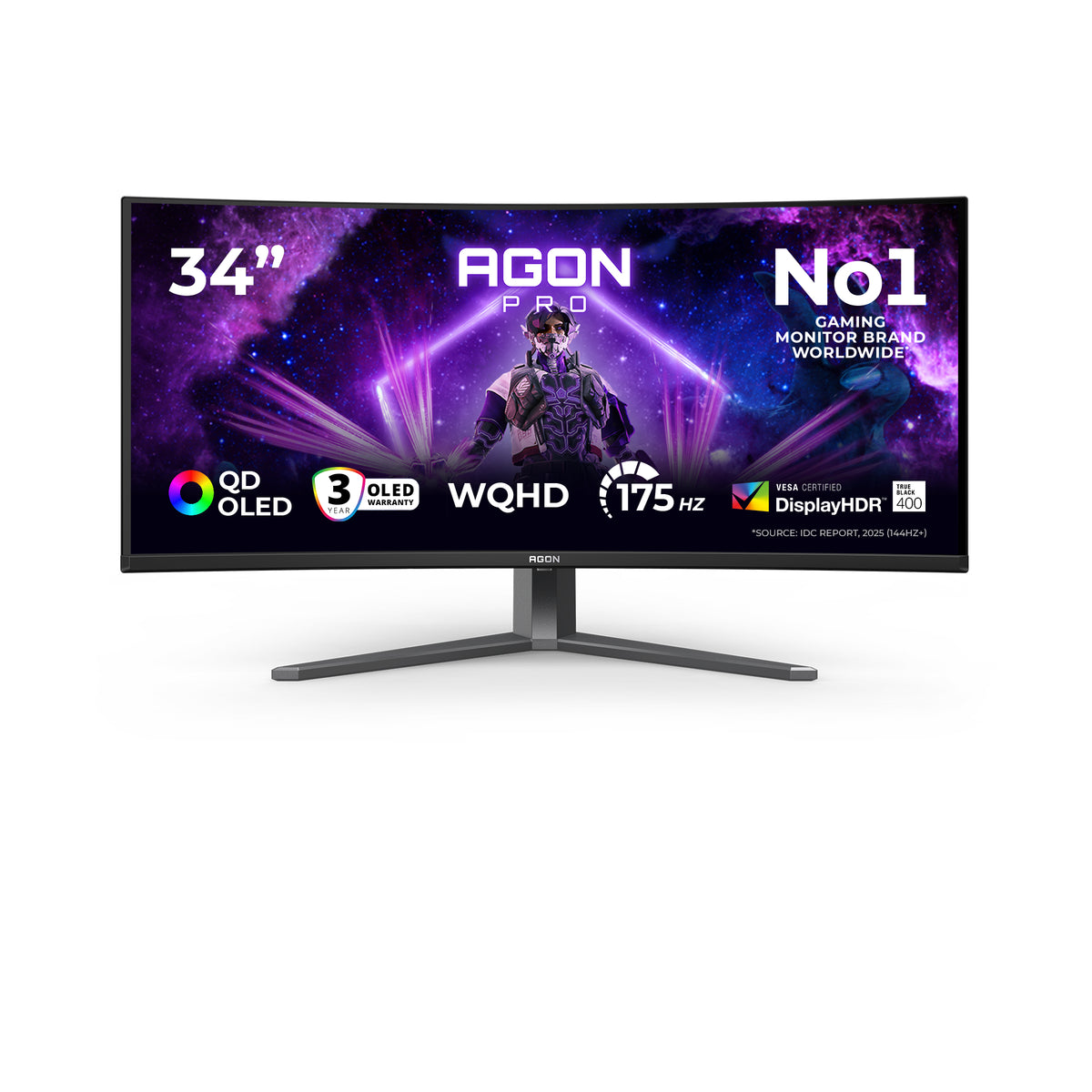 AOC AGON PRO AG346UCDAM pantalla para PC 86,4 cm (34") 3440 x 1440 Pixeles Wide Quad HD QD-OLED Negro, Gris