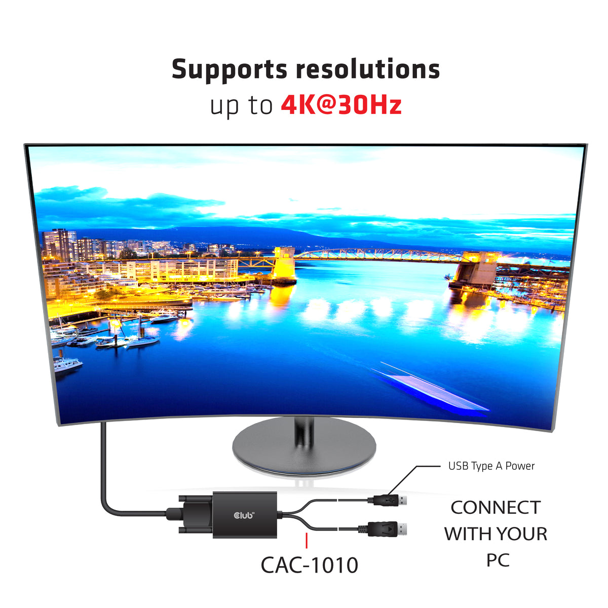 CLUB3D cac-1010 Displayport/usb DVI-I Daul link Negro, Blanco (6)