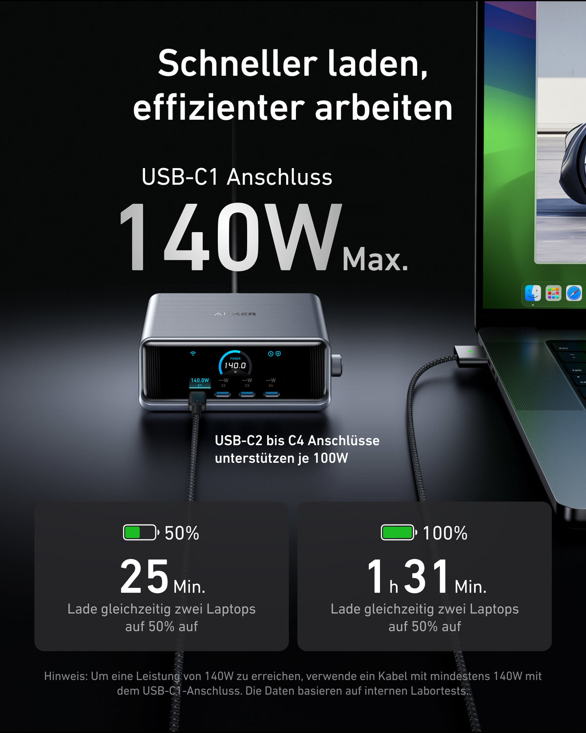 Anker Prime GaN Universal Negro carga rápida Interior