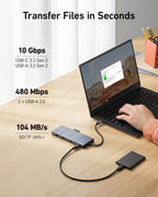 Anker Innovations A83880A1 hub de interfaz USB Type-C 10000 Mbit/s Gris