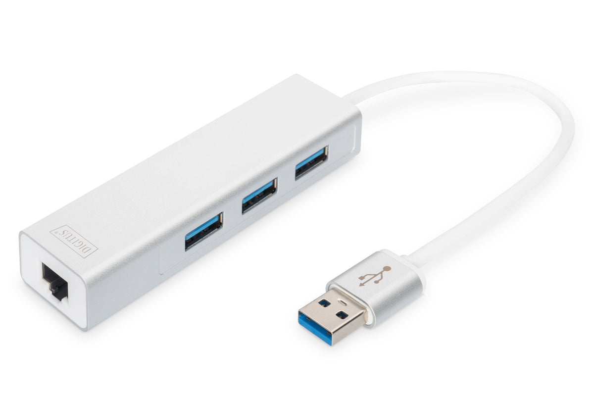 Digitus Hub USB 3.0 de 3 puertos y adaptador LAN Gigabit