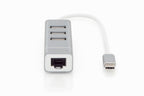 Digitus USB Type-CTM 3-Port Hub + Fast Ethernet LAN Adapter