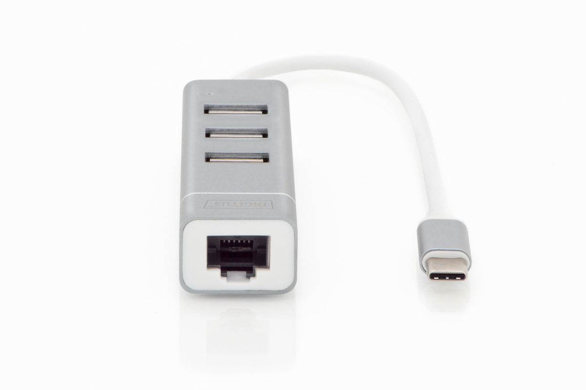 Digitus USB Type-CTM 3-Port Hub + Fast Ethernet LAN Adapter