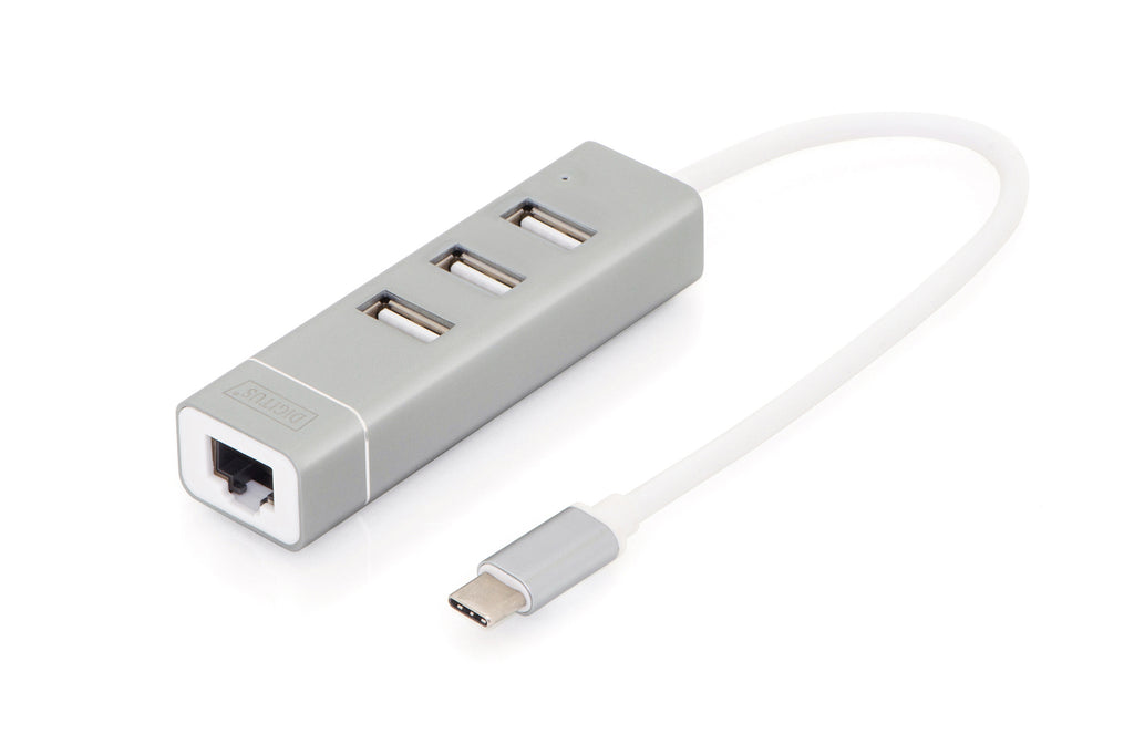 Digitus USB Type-CTM 3-Port Hub + Fast Ethernet LAN Adapter