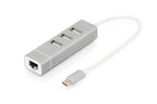 Digitus USB Type-CTM 3-Port Hub + Fast Ethernet LAN Adapter