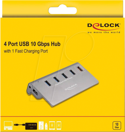 DeLOCK Hub USB 10 Gbps 4 puertos Tipo 1 puerto (2)