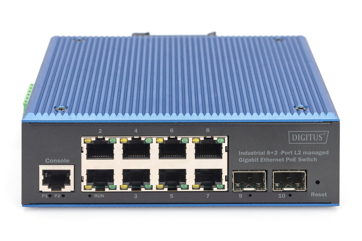 Digitus Conmutador Industrial Gigabit Ethernet PoE gestionado L2 de 8+2 puertos