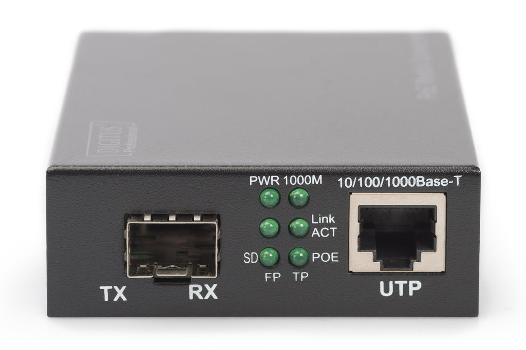 Digitus Gigabit PoE media converter, RJ45 / SFP, PSE
