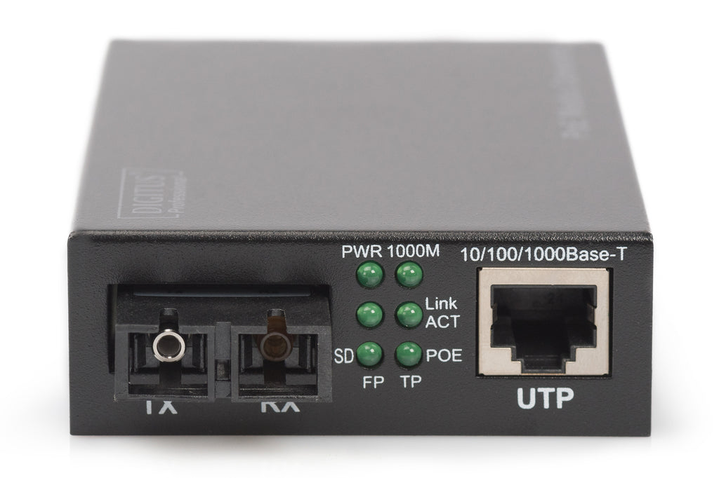 Digitus Gigabit PoE media converter, RJ45 / SC, SM, PSE