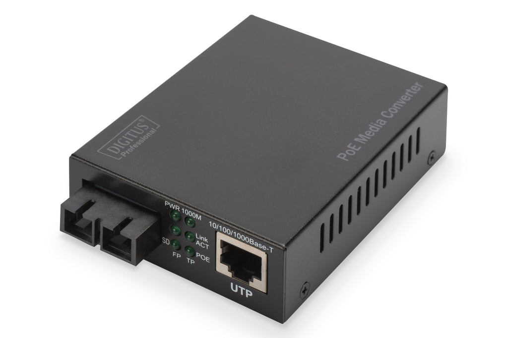 Digitus Gigabit PoE media converter, RJ45 / SC, SM, PSE