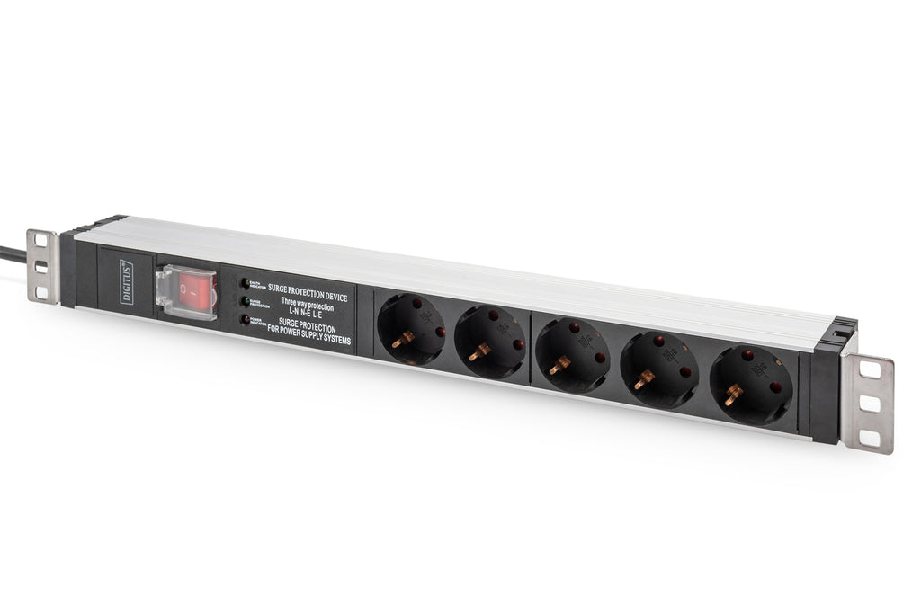 Digitus Regleta de enchufes con perfil de aluminio e interruptor