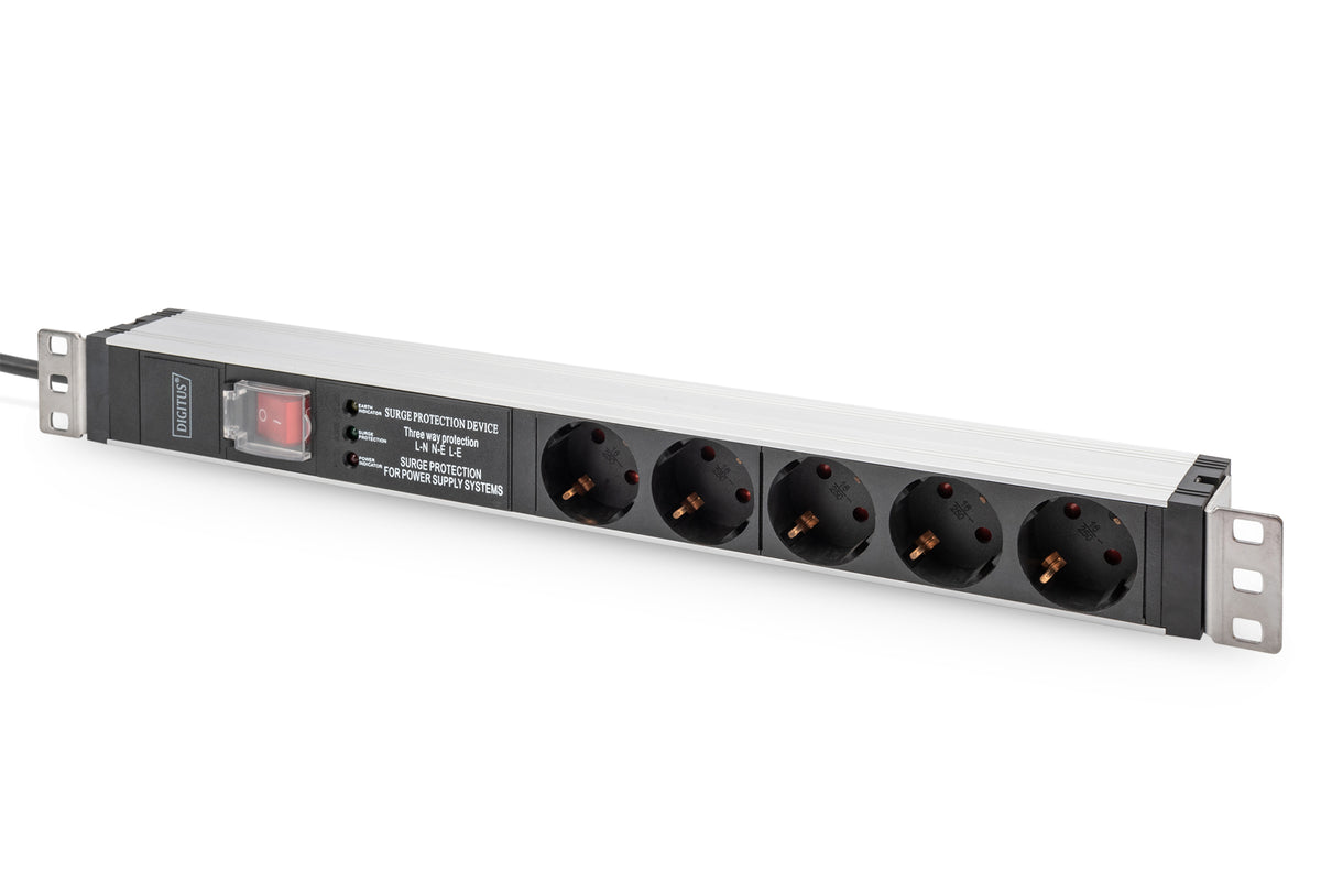 Digitus Regleta de enchufes con perfil de aluminio e interruptor